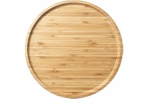 Round Bamboo Tray, Wood Serving Tray, Wooden Serving Platter, Fruit, Bread, Salad Plate, Charcuterie Serving Board (30 cm)