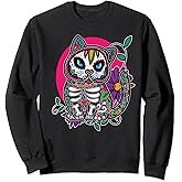 Sugar Skull Cat Mexican Dia De Los Muertos Sweatshirt