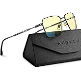 ANYLUV Rectangle Blue Light Glasses, Classic Business Style Computer Glasses, Lightweight Metal Eyeglasses for Anti Eyestrain