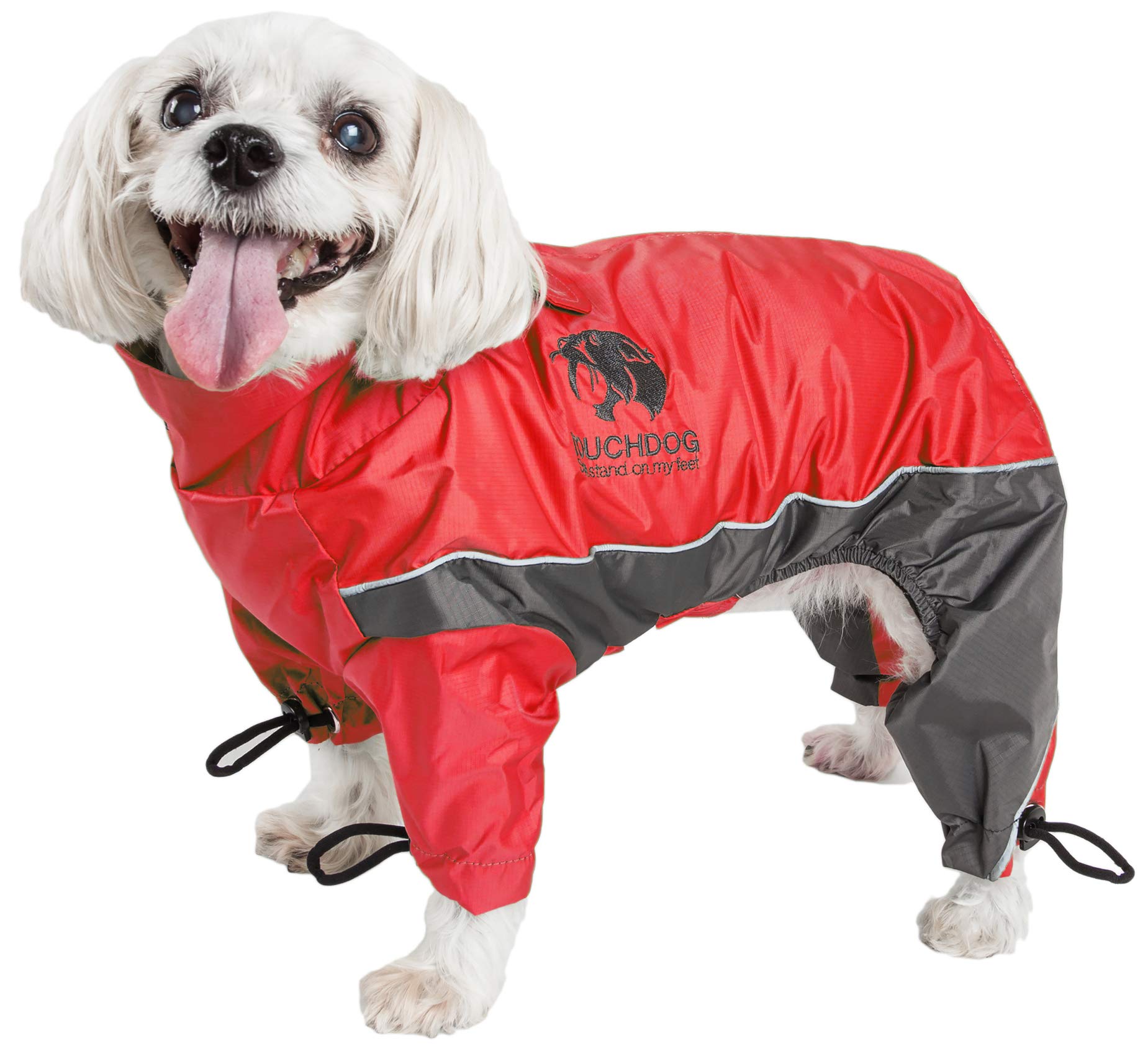 Touchdog Quantum-Ice Full-Bodied Adjustable and 3M Reflective Pet Dog Jacket Coat w/Blackshark Technology, Red, Charcoal Grey, LG