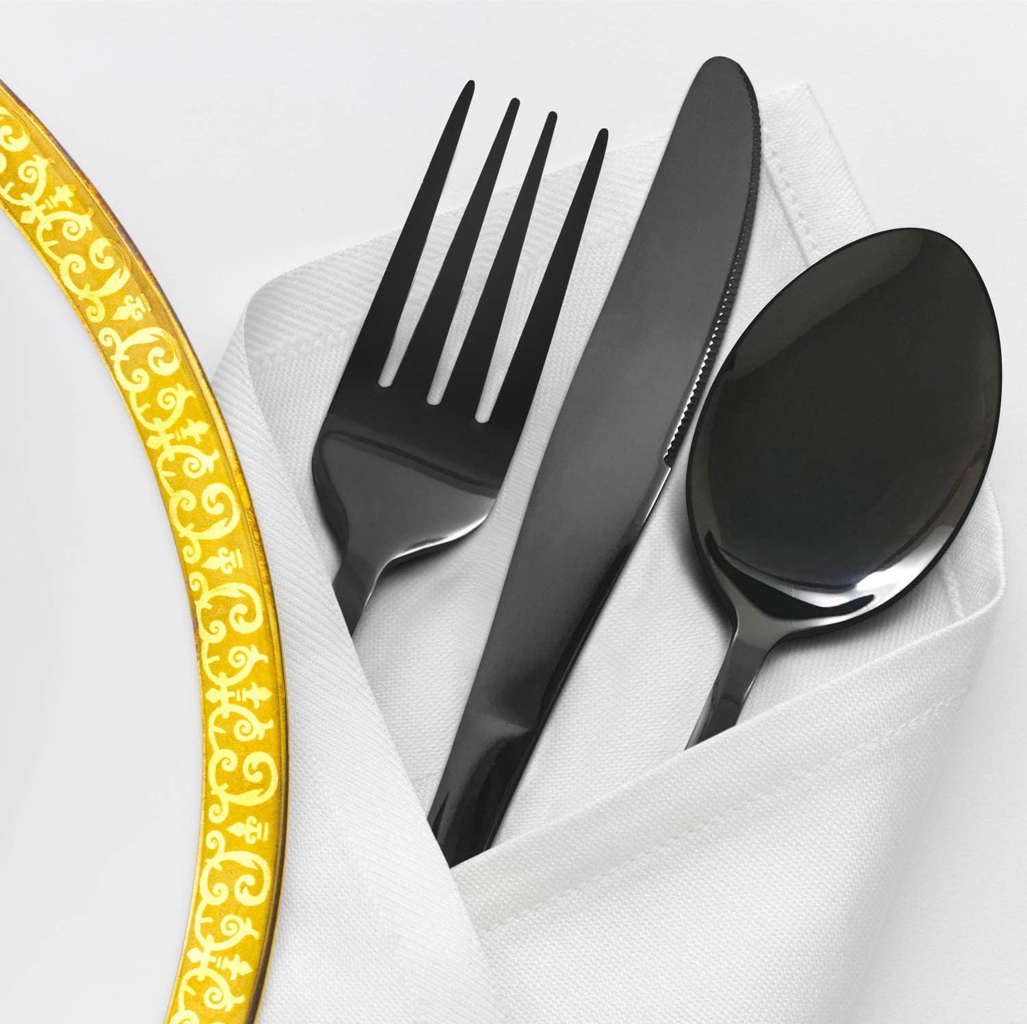 HaWare 24 Piece Black Cutlery Flatware Set, Stainless Steel Silverware with Knife Spoon Fork, Service for 6, Mirror Finish - Image 4