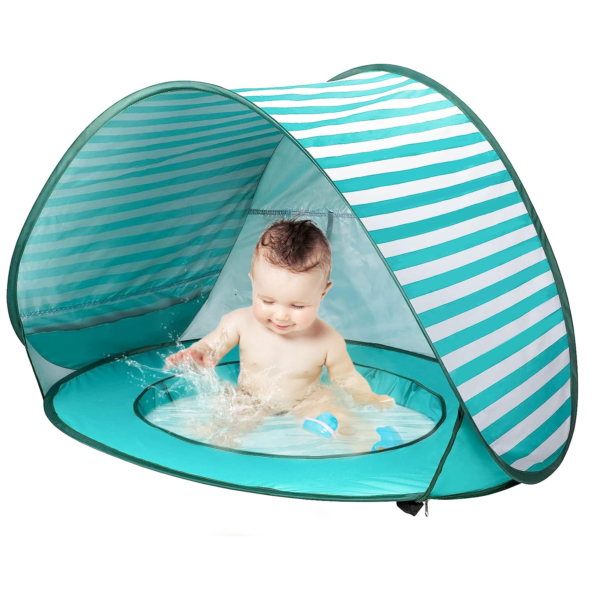 Quick install Pop Up Baby Beach Tent, Portable Kiddies Shade Pool Tent UPF 50+ UV Protection Sun Shelter Canopy for Infant Indoor and Outdoor Use (Pool Type Blue)