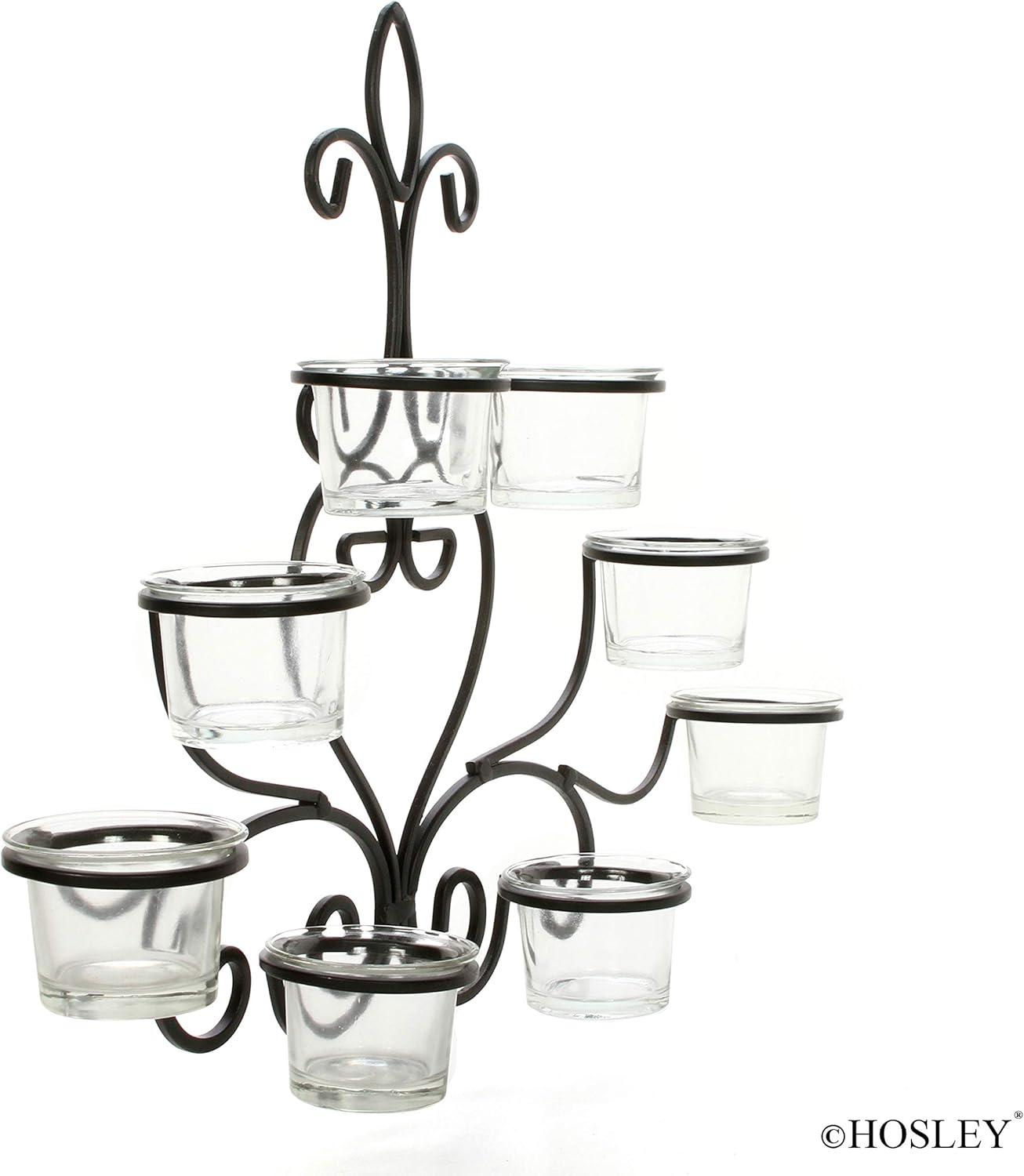 Hosley Scrolled Wall Angel Art Sconce 13.6 Inch Length 8 Votive Farmhouse LED Tealight Cup Holder Includes Glass Cups Mid Century Modern Wall Decor Ideal Gift for Weddings Party Spa Home O8: Kitchen & Dining