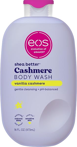 eos Body Wash, Vanilla, Moisturizing Creamy Gel Formula with Shea Butter, Glycerin, Vitamin E, pH Balanced, Sensitive Skin, V