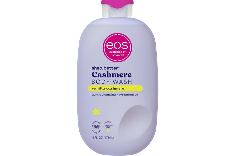 eos Body Wash, Vanilla, Moisturizing Creamy Gel Formula with Shea Butter, Glycerin, Vitamin E, pH Balanced, Sensitive Skin, V