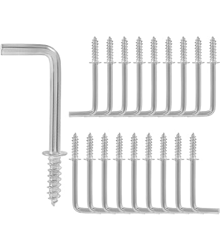 UXCELL 50-Pack Gold L-Shaped Screw Hooks – 1.81" Carbon Steel Right Angle Hooks For Hanging Tools, Frames, Bags