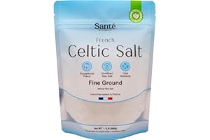 Sante Naturelle Celtic Salt Fine Ground Sea Salt - 1.1lb (18oz) Unrefined French Sea Salt Organic, Rich in 82+ Minerals Salt, 100% Natural & Hand Harvested Sal Celtica