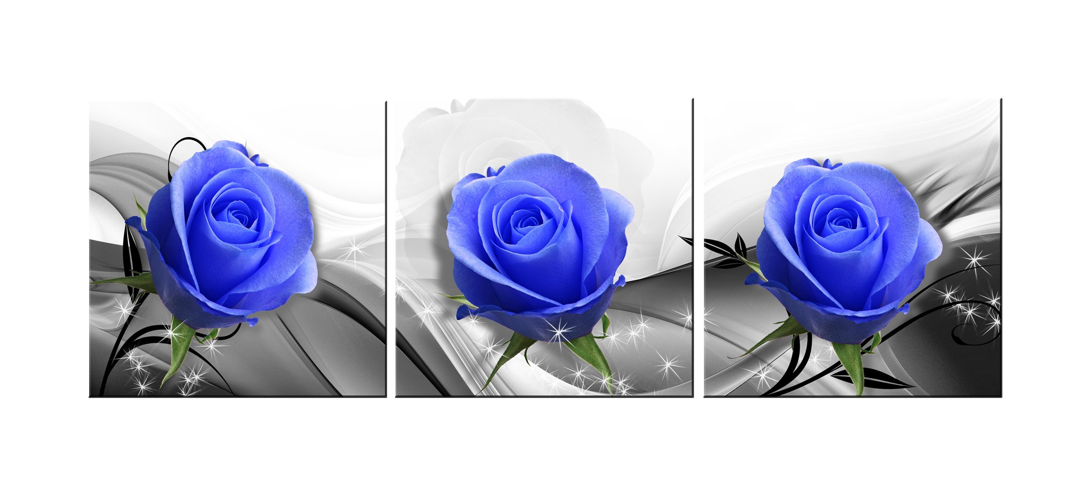Canvas Wall Art Blue Rose Flowers Artwork - 12\