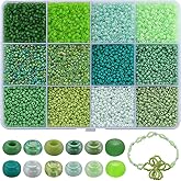SUNNYCLUE 1 Box 9600Pcs Green Seed Beads 2mm Small Pony Beads Bulk Spring St Patricks Day Waist Glass Mini Spacer Findings for Jewelry Making Kits Adult Women Supplies