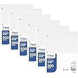 Mead #15326 200CT White Filler Paper ,pack of 6
