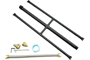 Americangaslogs Rectangular Gas Fire Pit and Gas Fireplace H-Burner H Burner with 3 Pipes (18 Inch) Patent Applied