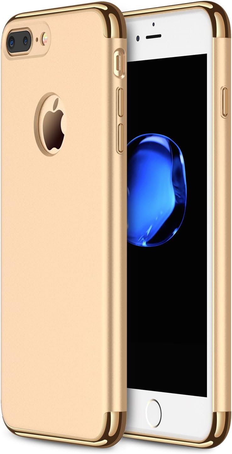 iPhone 7 Plus Case, RANVOO Thin Hard Slim Fit Stylish Cover with 3 Detachable Parts Case, Gold [Clip-ON]