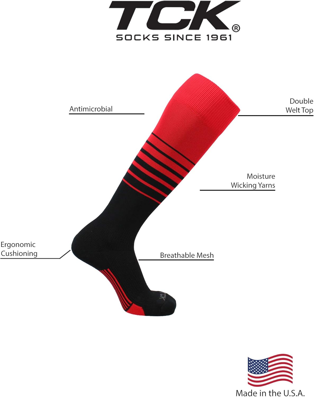 TCK Sports Elite Breaker Soccer Socks with Extra Cross-Stretch for Shin Guards (Multiple Colors) : Clothing