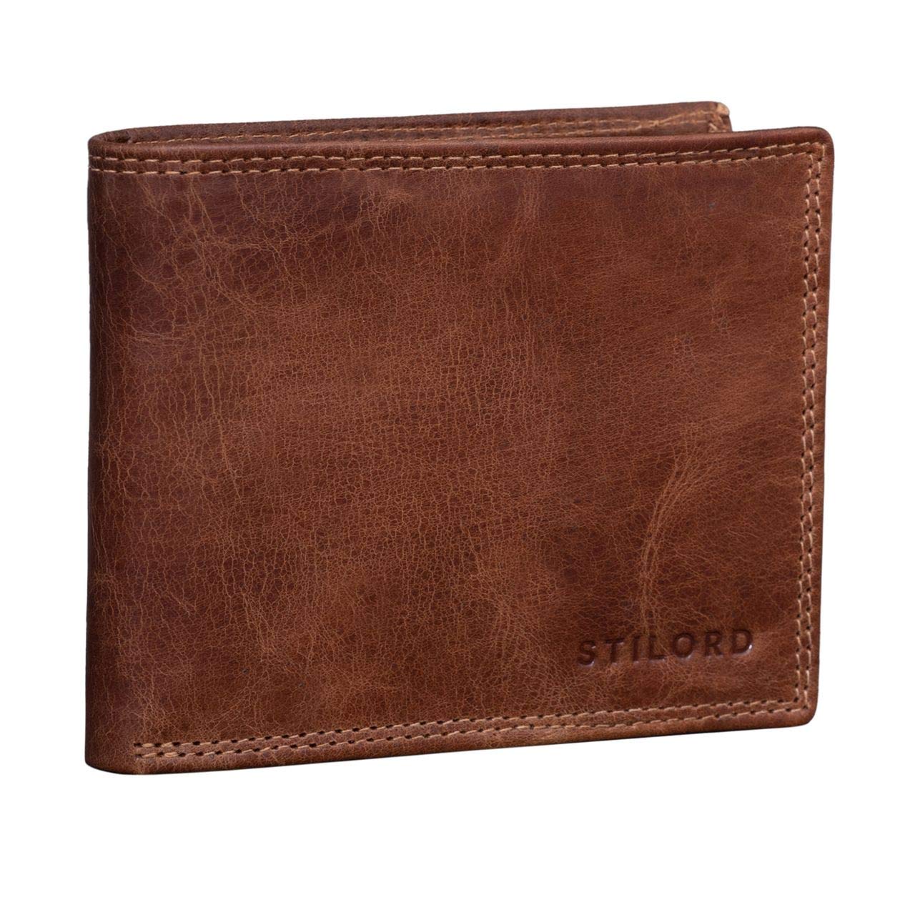 STILORD "Antonio" Stylish Vintage Leather Wallet RFID and NFC Protection for Men Credit Card Holder Colour:Cognac - Antique