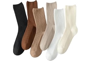 Hstyle 6/8 Pairs of Crew Socks for Women Athletic Aesthetic Casual Neutral Cotton Socks Soft Cute Ankle Socks
