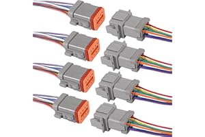 XIITIA 4 Pairs 8 Pin Waterproof DT Connector Male and Female Wire Connectors with 18AWG 150MM Cable Wire for Car, Truck, Boats, LED Work Light etc