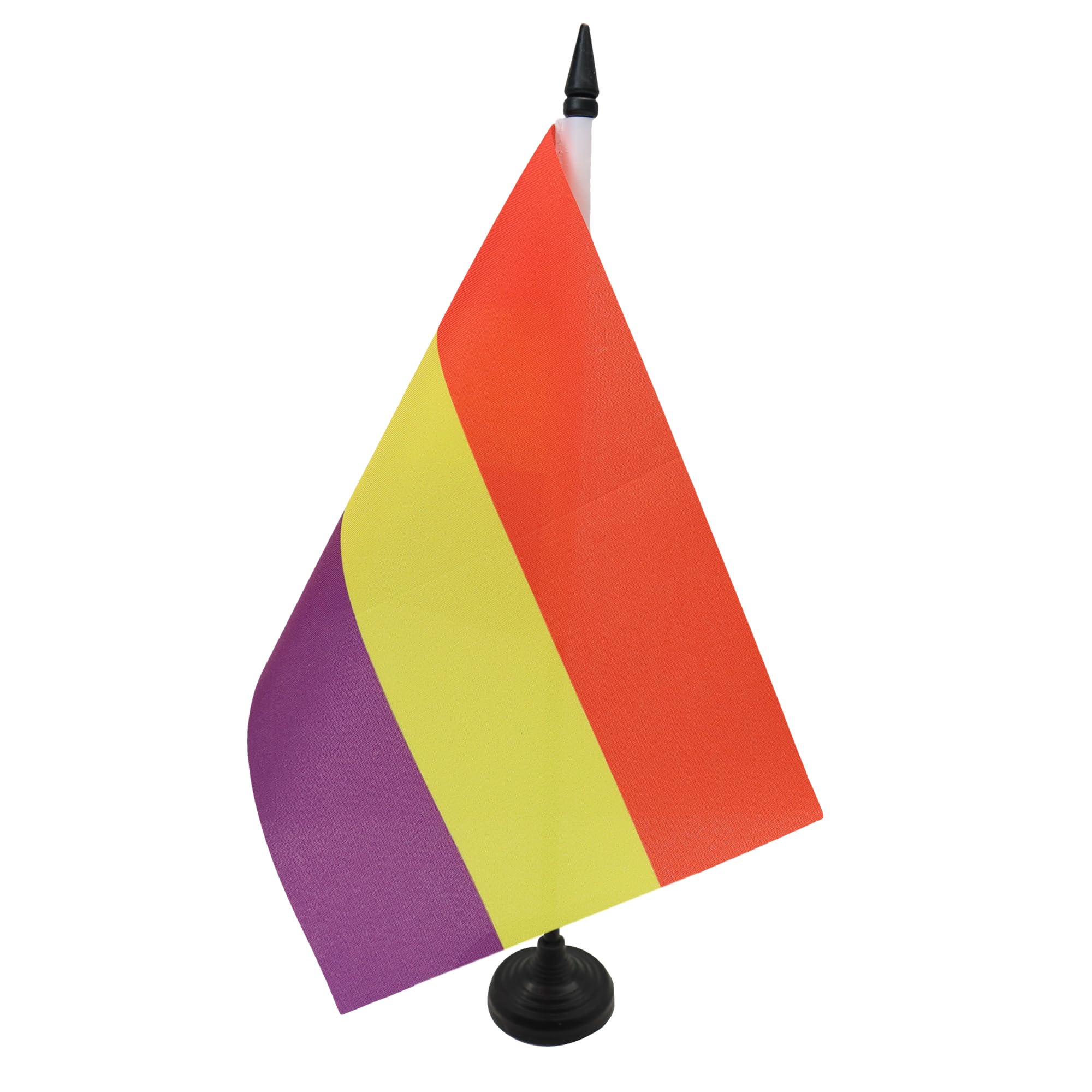 AZ FLAG Second Spanish Republic Table Flag 5'' x 8'' - Spain Republican Office Decoration 100% Polyester 21 x 14 cm - Mini Desk Flag with Pole and Black Plastic Base