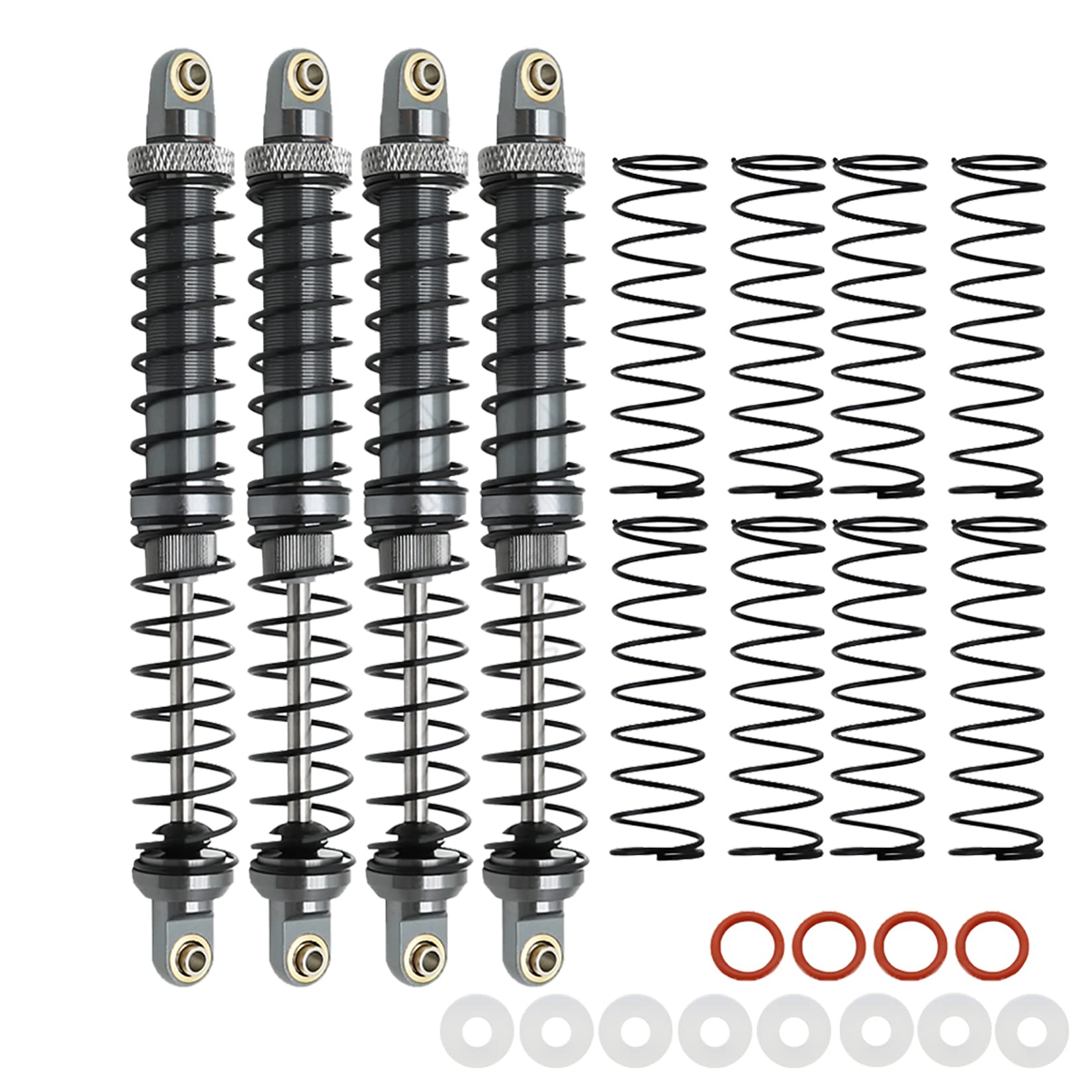 RXZIXYL 4-Pack Front Rear RC Shock Absorber 70mm 80mm 90mm 100mm 110mm 120mm Adjustable Assembled Spring Damper Axial SCX10 Oil Damper for 1/10 RC Crawler Car AXI03007 RBX10 D90 TRX4…