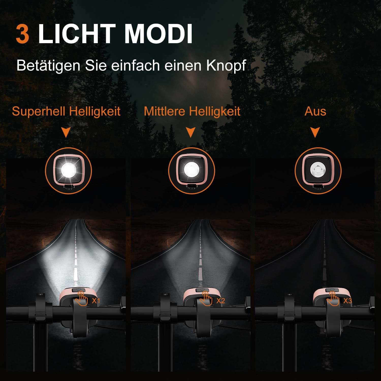 Antimi Fahrradleuchten-Set, StVZO-zugelassen Beleuchtungsset Led IPX5 Frontlicht + Rücklicht Fahrradlicht Set USB Typ C 2