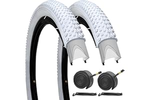 SIMEIQI 2 Pack 12"/14"/ 16“/18”/20“x2.125 White Bike Tires and Tubes for Kid's Tires Bicycle Replacement Tyres Compatible with 12/14/16/18/20x1.75/1.95/2.0/2.125 Tire Wheel