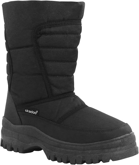 Mens Black Mid Calf Fur Lined Zip Up Snow Rain Thermal Winter Mud