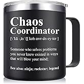 Abledn Chaos Coordinator Mug Tumbler 14oz - Christmas Gifts for Men, Boss, Coworker, Manager, Office, Teacher, Nurse - Thank You Birthday, White Elephant Gifts for Adults - Black