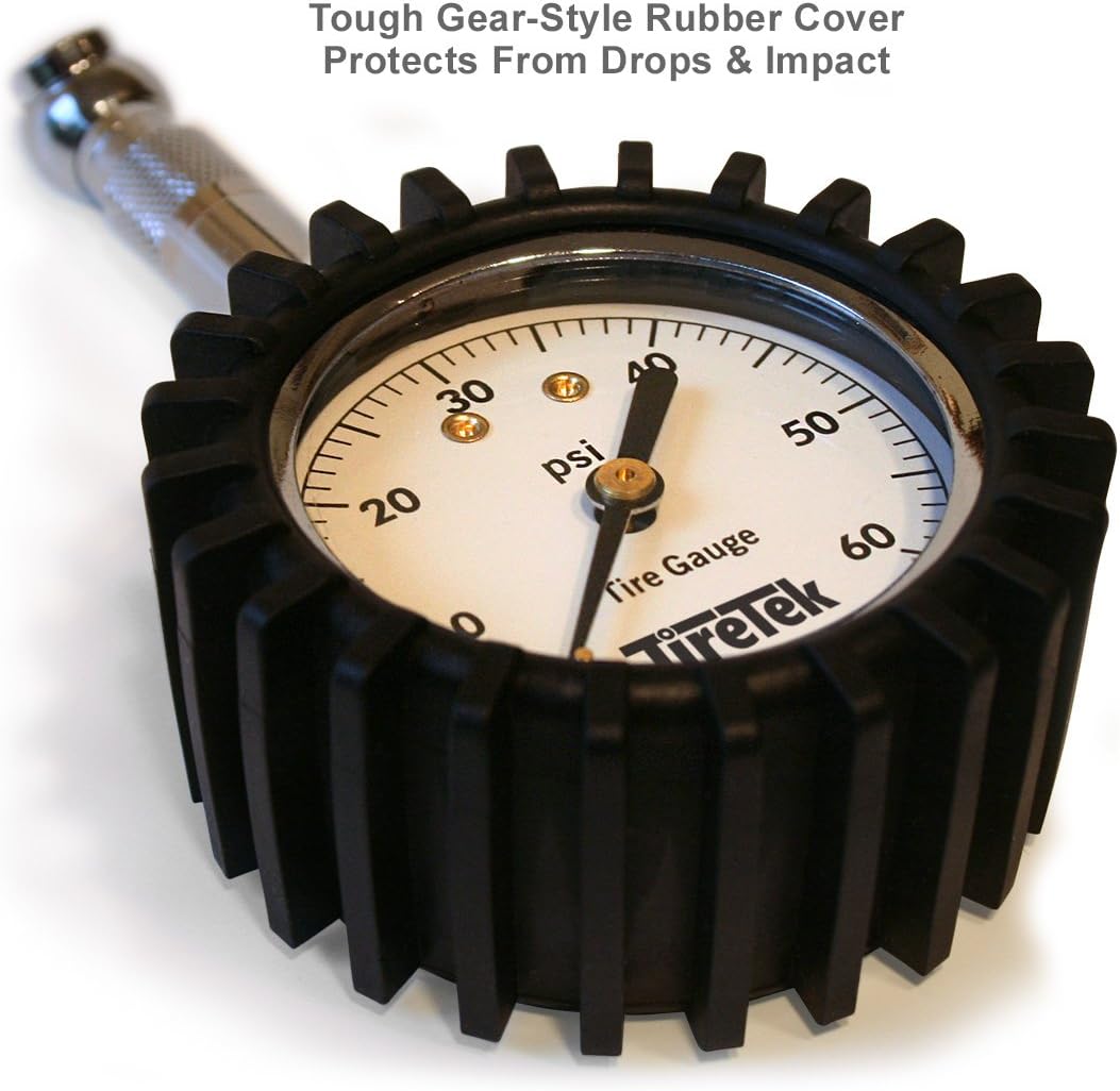 TireTek Tire Pressure Gauge 0-60 PSI - Tire Gauge for Car, SUV, Truck & Motorcycle - Heavy Duty Air Pressure Gauge ANSI Certified: Automotive