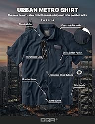 CQR Men's Short Sleeve Tactical Shirts, UPF