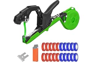 PENSODA Upgraded Plant Tying Machine Gun to Tie Up Vine Tomatoes and Grapes Quickly Garden Tape Tool for Gardeners with 1 Blade 10000 Pcs Staples 20 Rolls Tape and 1 Glove (Green)