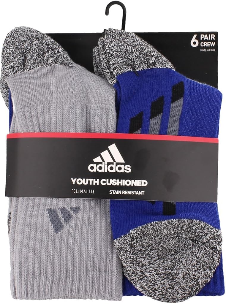 adidas Youth Kids-Boy's/Girl's Cushioned Crew Socks (6-Pair): Sports & Outdoors