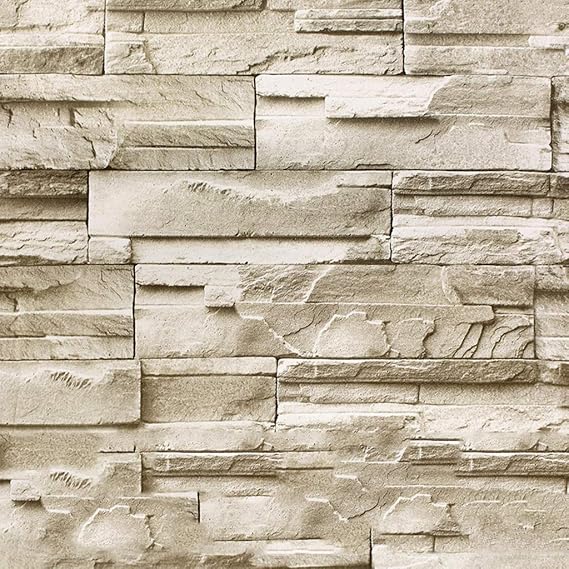 ZZFF Wallpaper Faux Stone Peel and Stick Wall Paper