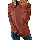 SAMPEEL Sweatshirt for Women Long Sleeve Shirts Crewneck Sweaters Fall Fashion Outfits 2025 Trendy Tunic Tops Plus Size