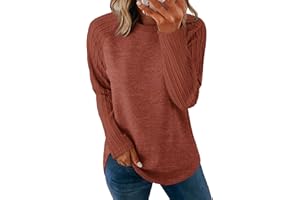 SAMPEEL Sweatshirt for Women Long Sleeve Shirts Crewneck Sweaters Fall Fashion Outfits 2025 Trendy Tunic Tops Plus Size
