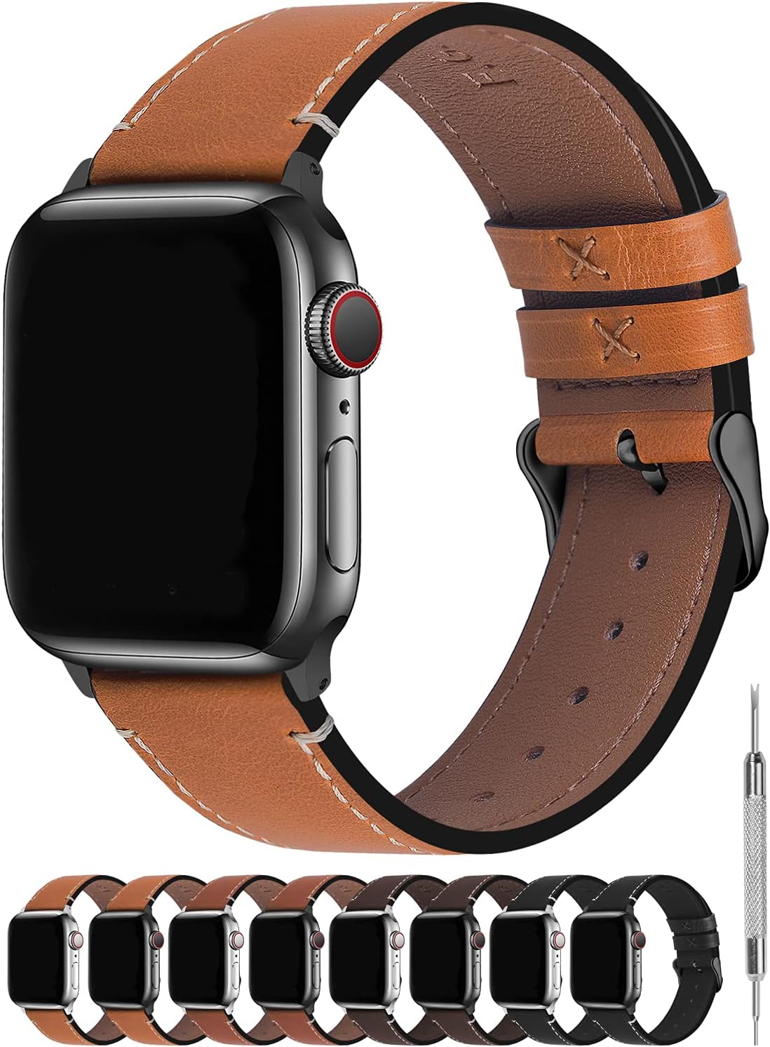 Fullmosa Compatible Apple Watch Bands 40mm 44mm,8 Colors Compatible with iWatch Series 6/SE Series 5 Series 4,40mm Light Brown+Smoky Grey Buckle