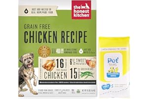 PET FAVES Human Grade Dehydrated Grain Free Dog Food – Complete Meal or Dog Food Topper – Chicken 10 lb (Makes 40 lbs) with 100ct PetWipes