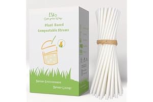 250-Pack Straight Plant-Based 100% Compostable and Biodegradable Straws -Live your Way- Straight Straws / Vegetable-Based & E