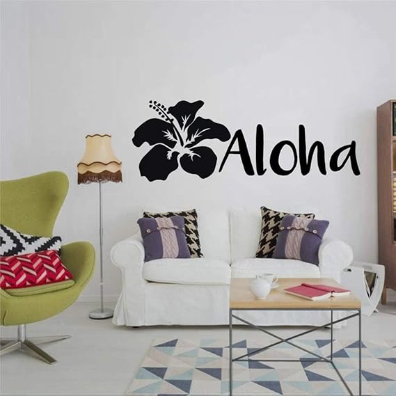 Vinilo decorativo para pared con diseño hawaiano, diseño de flores