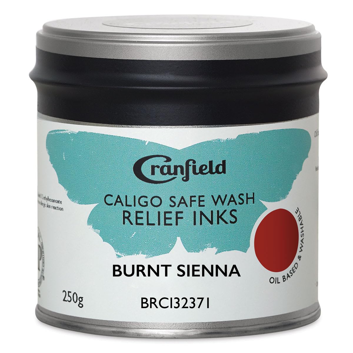 Cranfield : Caligo : Safe Wash : Relief Ink : 250g Tin : Burnt Sienna (hue)