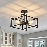 ZGLAOJT 4-Lights Close to Ceiling Light，Black Light Fixture Industrial Flush Mount Ceiling Light ，Farmhouse Chandelier Lighti