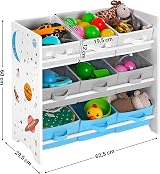 SONGMICS Kids Shelf Toy Organizer 9 Storage Boxes White GKR33WT 62.5x29.5x60 cm view 3