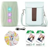 Fujifilm Instax Mini Link 3 Smartphone Printer Sage Green + Fuji Film Value Pack (20 Sheets)+ Shutter Accessories Bundle, Incl. Protective Case, 20 Sticker Frames, USB Type C Cable