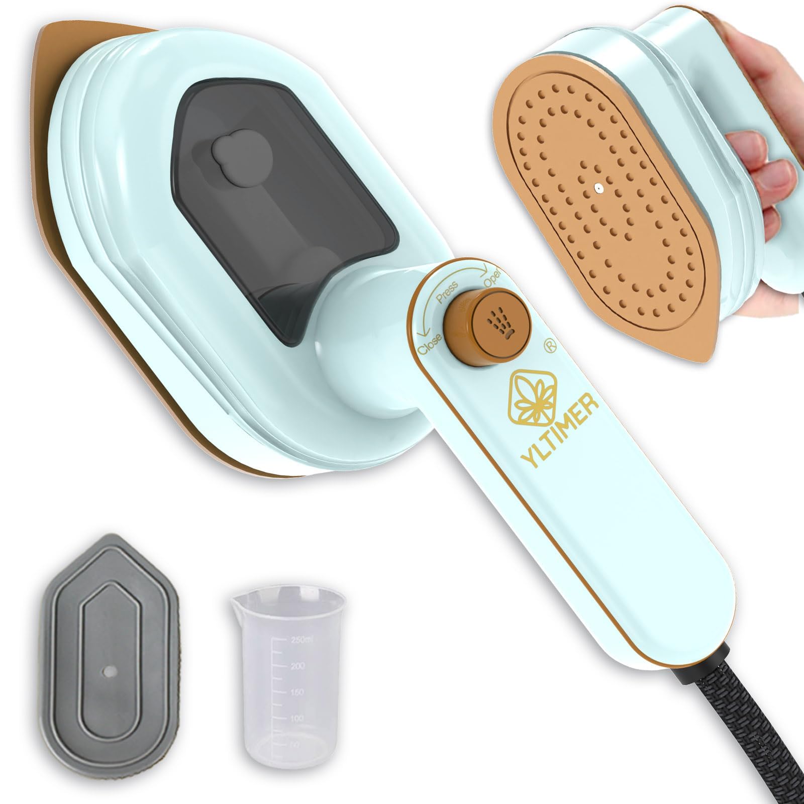Portable Travel Mini Iron for Clothes, 180° Rotating Handheld Iron Steam, Small Size Ironing Machine Garment Steamer for Dry and Wet Ironing, Fabric Wrinkle Remover