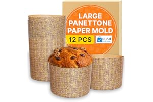 19 oz Panettone Paper Mold Large | 12 Pack | Easter Bread Paper Mold Paska Kulich Pascha - Panettone Molds for Baking Pan Mou