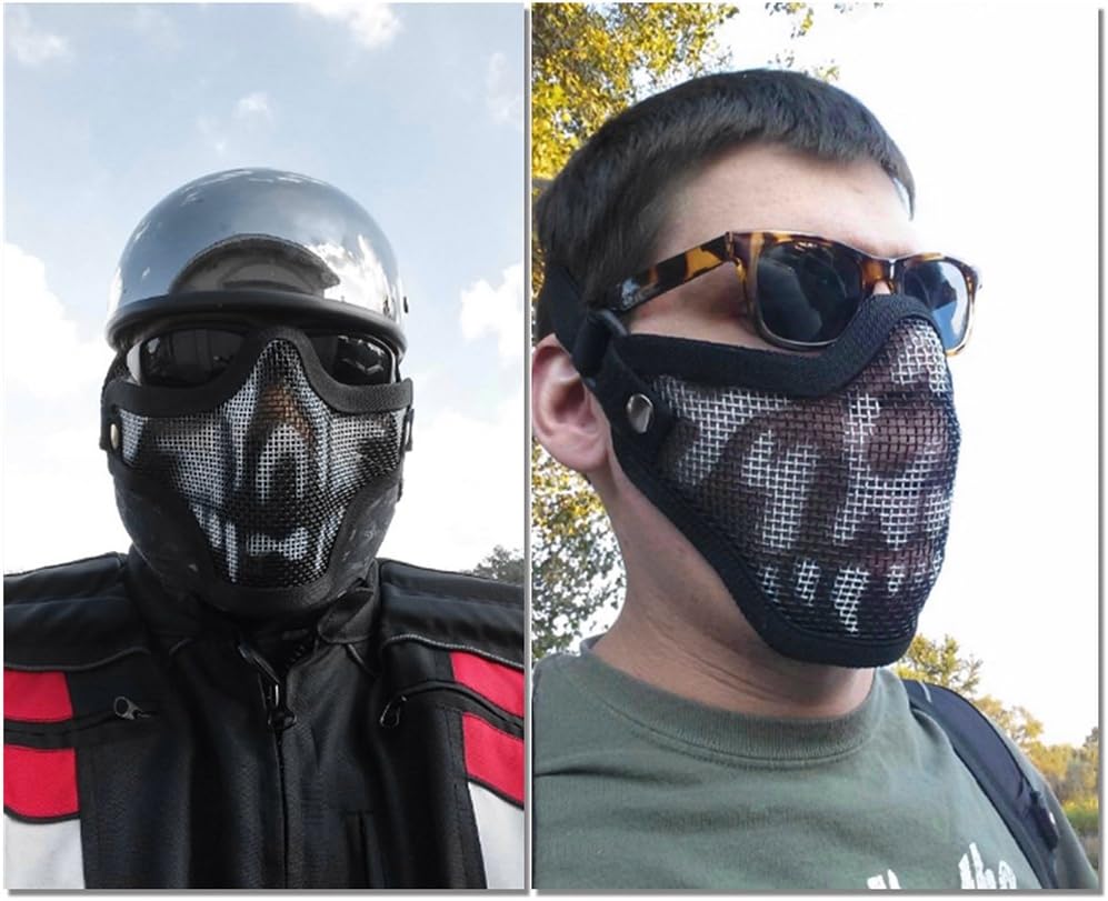 Outgeek Airsoft Half Face Mask Steel Mesh and Goggles Set for Halloween and Xmas(Skull Set) : Sports & Outdoors