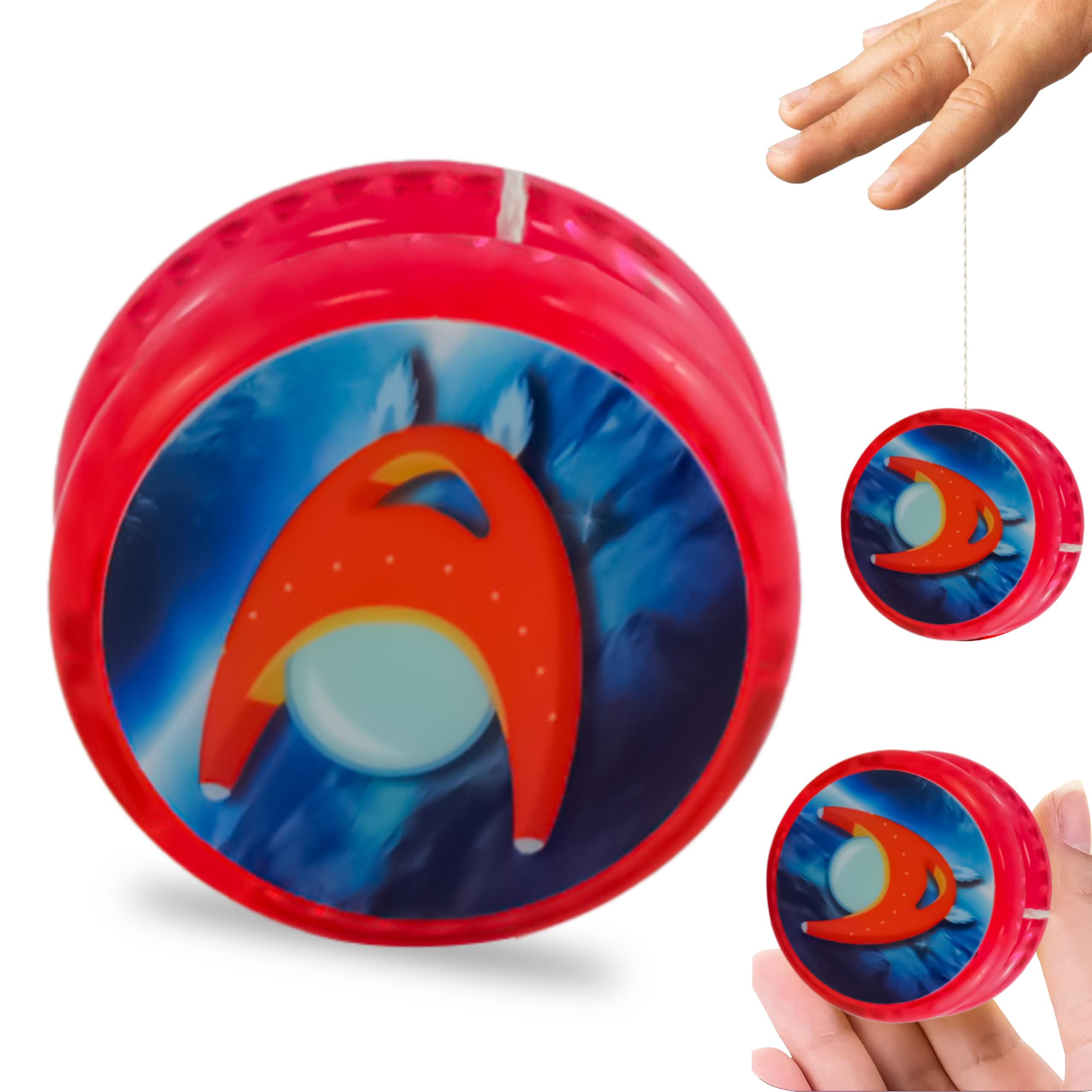 Light Up Yo-Yo Automatic Return for Kids & Beginners – Space Galaxy Red LED Flashing Responsive YoYo Toy – Easy Trick Learning YoYo for Indoor & Outdoor Play, 5.5cm Durable Kids Sports Toy