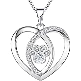 STARCHENIE Puppy Dog Necklace 925 Sterling Silver Love Heart Pendant Cat Pet Paw Print Jewelry for Women