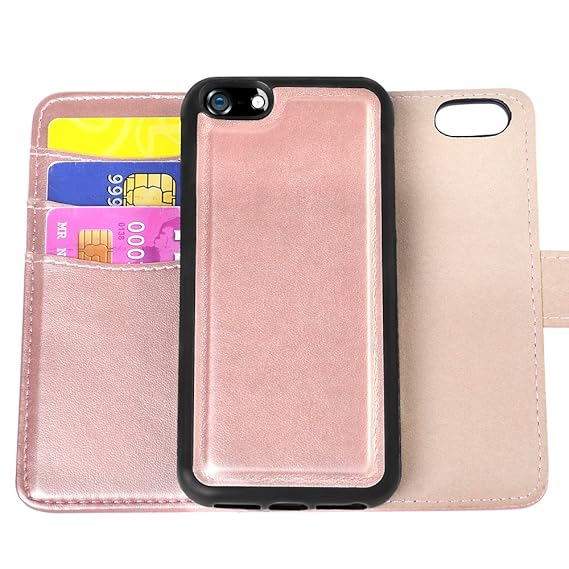 Kompatibel mit iPhone 5 Hülle, SAHNSHUI Kompatibel mit iPhone 5S SE Kunstleder 2-IN-1 herausnehmbare Handyhülle mit RFID Schu