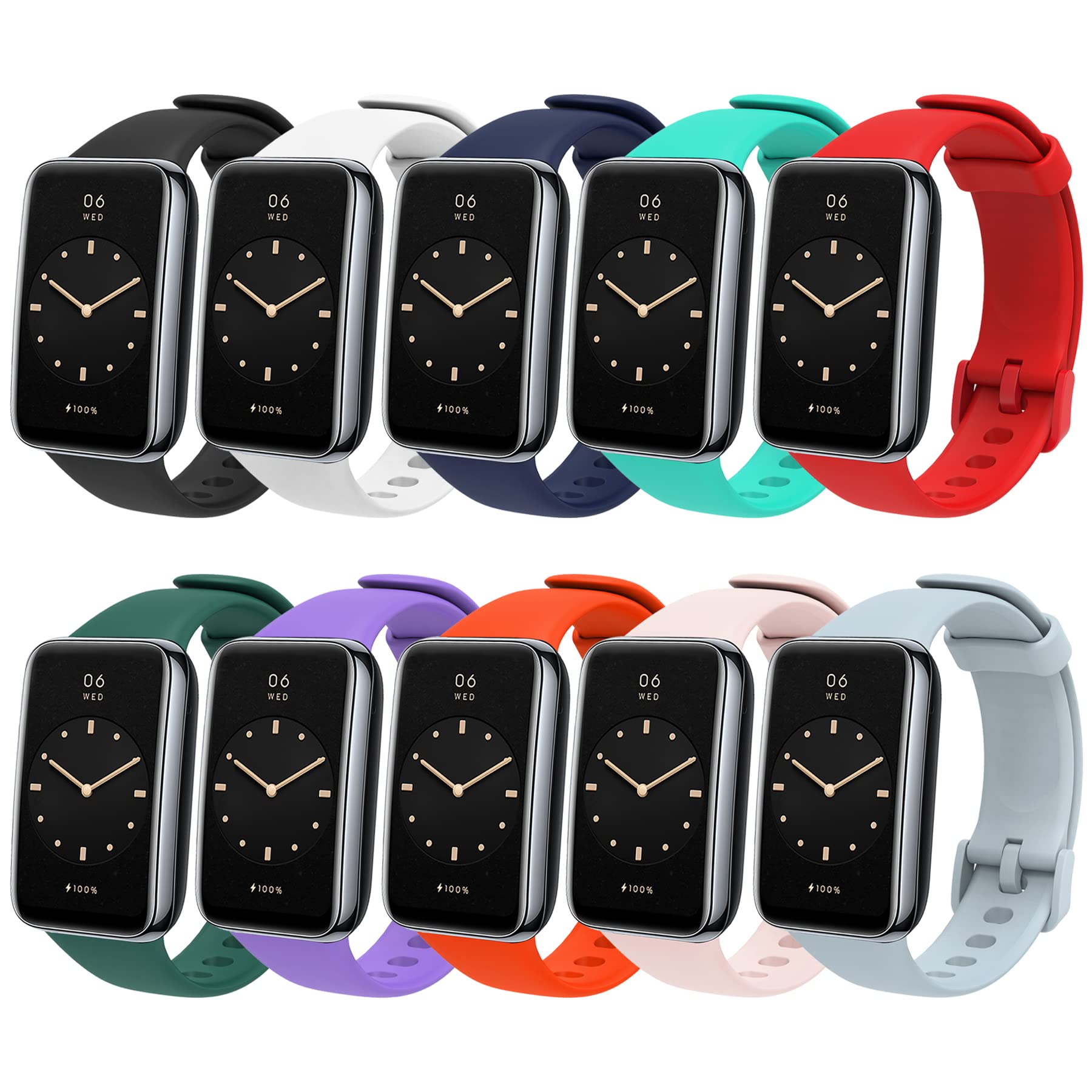CHULN Pack of 10 Wristbands Compatible with Xiaomi Mi Band 7 Pro, Soft Silicone Sport Waterproof Replacement Bands for Xiaomi Mi Band 7