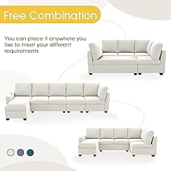 EMKK Modular Sectional Sofa, U Shaped, 6 Seat