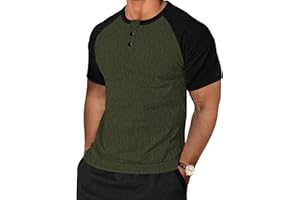 TARAINYA Henley Shirt Men Cotton Short Long Sleeve 3-Button Casual Tee T-Shirt